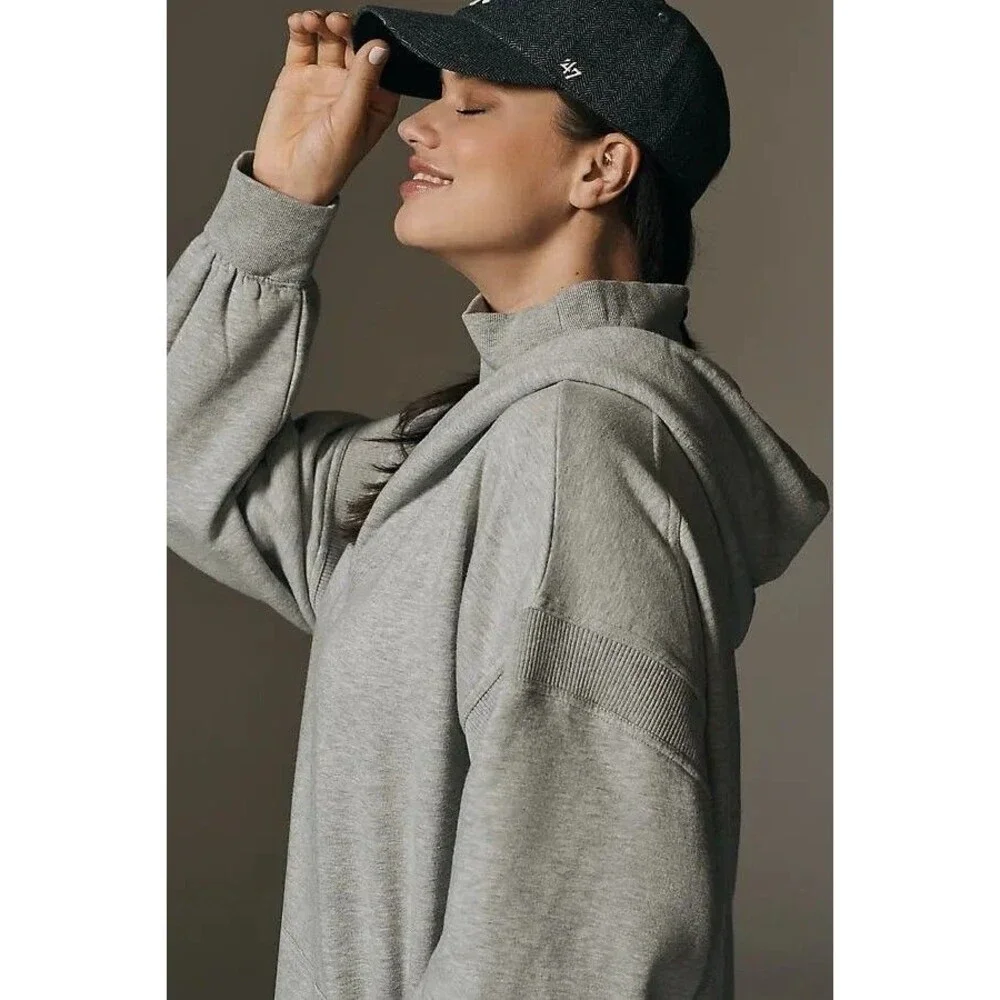 Daily Practice by Anthropologie Hooded Mini Dress Long Sleeve Gray 1X NWT 284878
